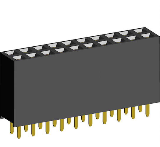 2.54mm Socket Double Rows Two Sides Contact Straight Dip Type.(H=11.0)